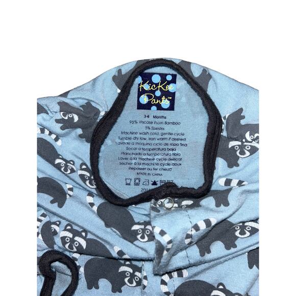 Kickee Pants All-Over Raccoon Print Coveralls Size 3-6 Months - Picture 3 of 5